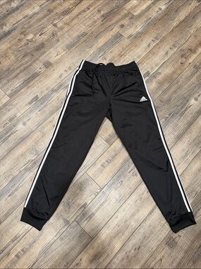 adidas Black Joggers with White Side Stripes
